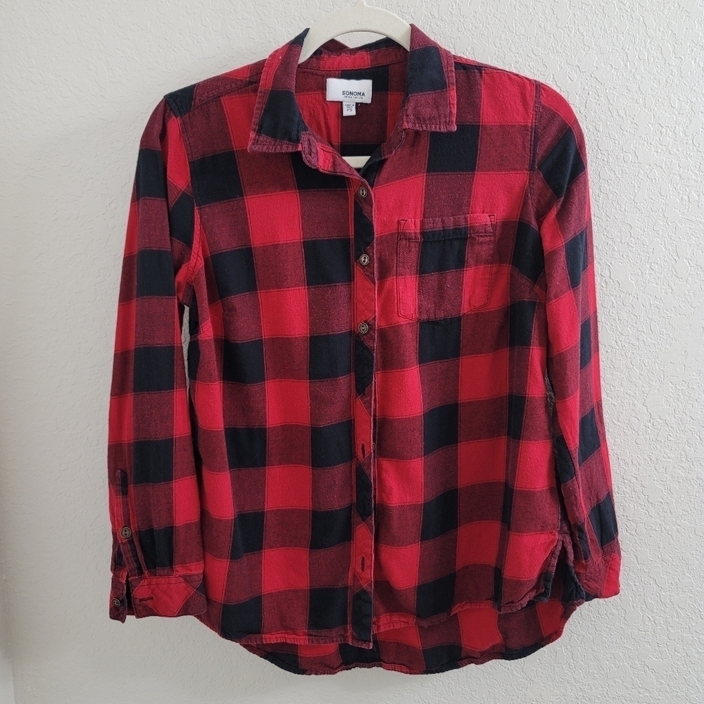 Sonoma plaid button down shirt size PS